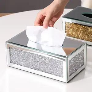 Elegant Crystal Diamond Glass Paper Towel Holder, Luxury Creative Design for Living Room, Restaurant, Bedroom, Bathroom, Home Decor