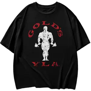 Golds Gym Weightlifting Graphic Tee Men's Cotton Soft T-Shirt for Workout and Bodybuilding Training Enthusiasts