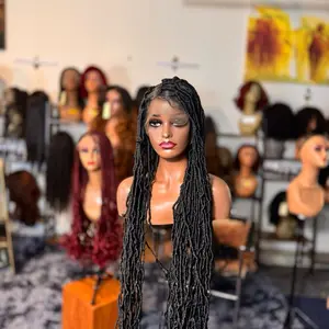 40" Long Dreadlocks Braided Wigs Synthetic Locs Full Lace Wig Braids Full Lace Front Wigs African Knotless Box Braids Hair Wig