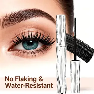 Upgraded Metal Wand Mascara - Long Lasting Waterproof Lengthening Volumizing Formula, Black Washable Metal Wand，Waterproof Long Lasting Mascara, 3D Curling Natural Length Slim Volume Building Steel Tube Eyelash，Smudge-Proof No Flaking