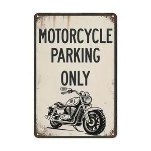 Multicolor Iron Motorcycle Parking Only Garage Metal Sign - Retro Vintage Wall Decor for Home, Kitchen, Bar, Pub, Club, Cafe, Restaurant - Unique Gift for Men