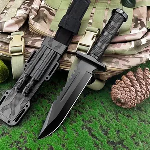 High Hardness Survival Fixed Blade Knife with Sheath 5Cr18Mov Blade ABS Handle Cutting Outdoor Camping Knife Carry-On Rescue Bush Knife EDC Adventure Tools