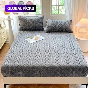 King Queen Size Diamond Pattern Bed Sheet Set, Soft Washable Fabric, Deep Pocket Design, Includes 1 Fitted Sheet and 2 Pillowcases #GLOBAL PICKS