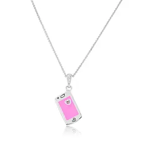 Mobile Phone Crystal White Gold Palladium Plating Hypoallergenic Kids Necklace