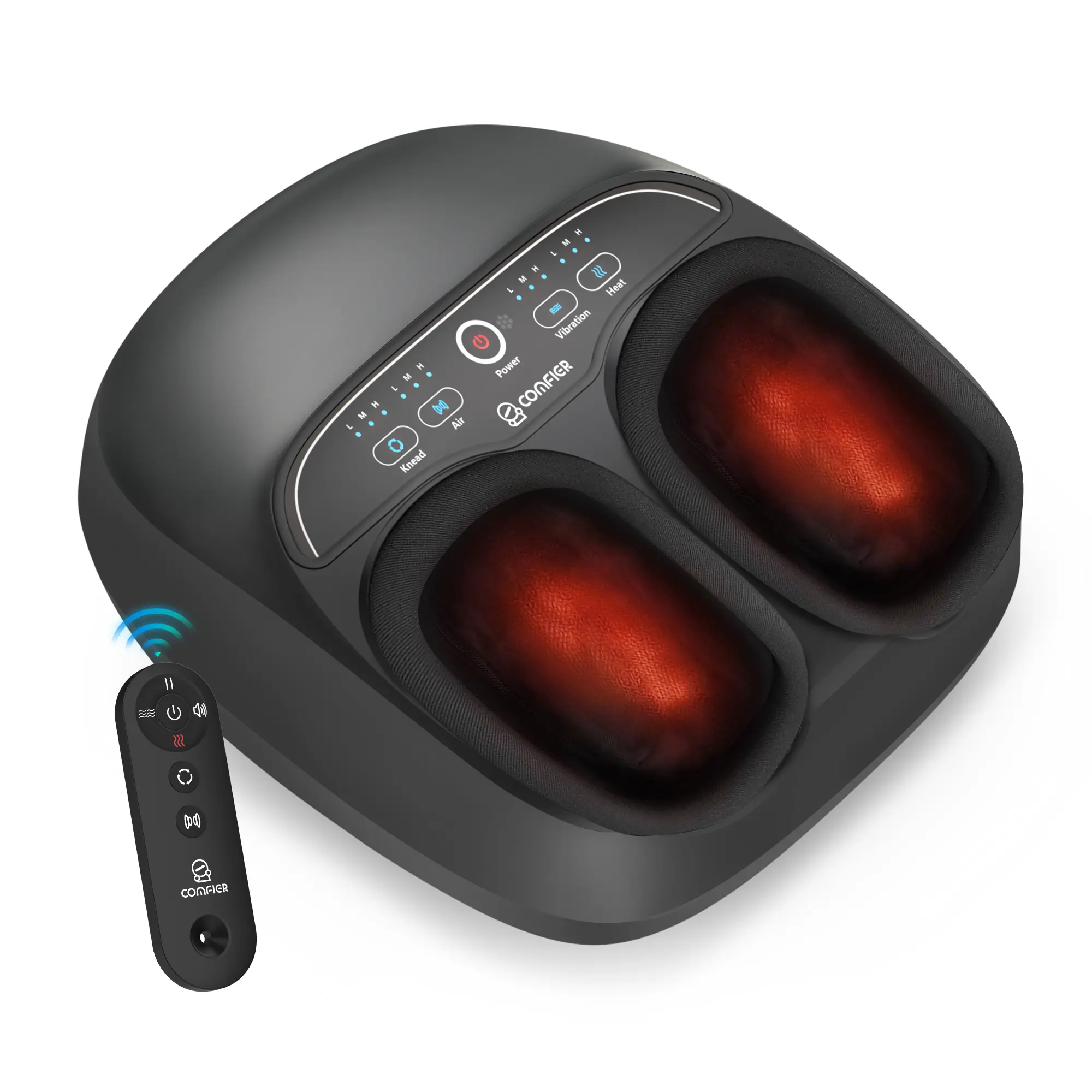 COMFIER Foot Massager for Adults with Thermal Heat, Kneading, Air Compression, Vibration, Adjustable Intensity, Remote Control, Pause Function, Fits Up to Men's Size 13 - Ideal for Men's Gifts, Thanksgiving, Father's Day