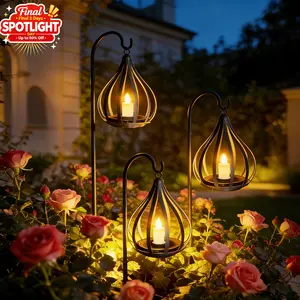 Solar Lanterns, Candle Solar Lanterns Outdoor Waterproof Gift for Women Hanging Lights Outdoor Flickering Lamp Lights Decoration for Outside Garden,Yard,Porch,Tree,Lawn,Pathway Decor, 2 Pack