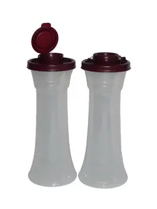 Tupperware LARGE Salt & Pepper Shakers Set 3/4 cup/177 mL.  Sheer/Merlot Color.