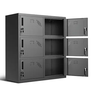 Metal Storage Cabinet for Employees with Keys, 39" Employees Metal Locker with 6 Doors, Tall Storage Lockers for Garage,Office,Home,Gym, Black