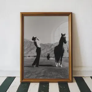 Vintage Cowboy Golf Poster | Retro Western Golf Wall Art | Black & White Sports Decor