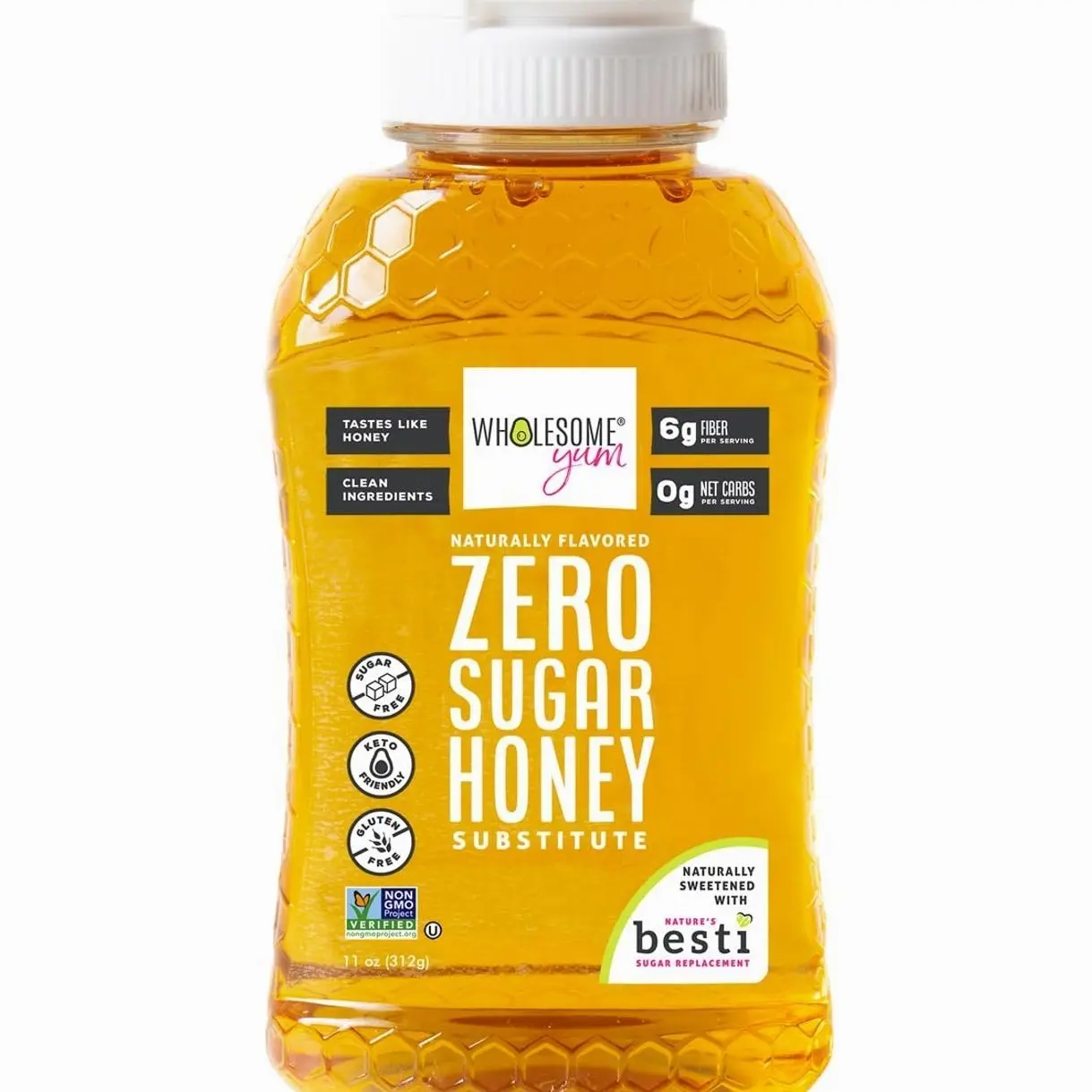 Wholesome Yum Zero Sugar Honey Substitute (Keto) - Natural Sugar Free Honey Alternative With Monk Fruit & Allulose - Zero Net Carbs, Non GMO, Gluten Free, No Aftertaste (11 oz)undefined