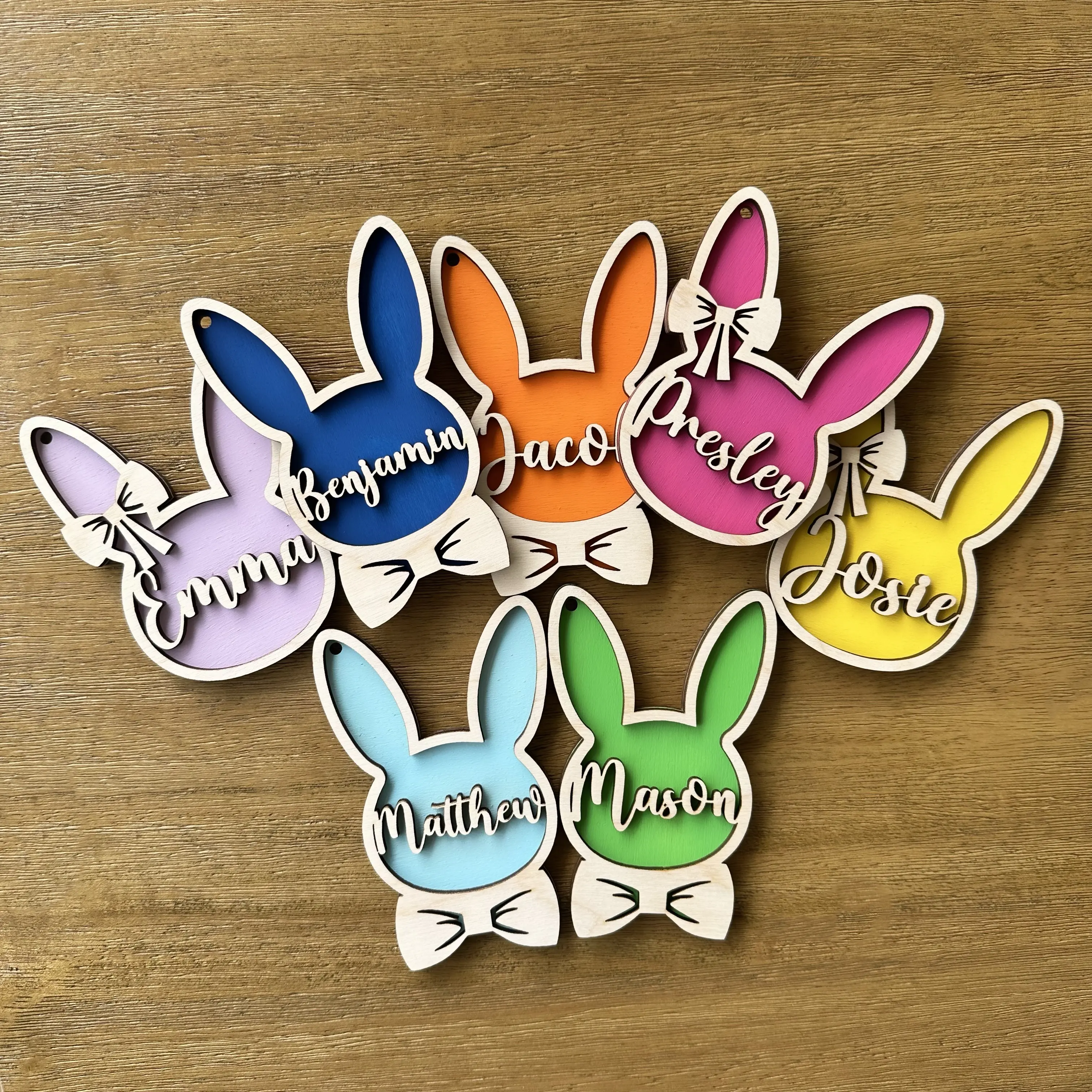 Easter Basket Name Tag, Personalized Easter Basket Tag, Custom Kids Easter Tag, Wood Bunny Head Easter Tag, Easter Decor, Easter Basket Gift