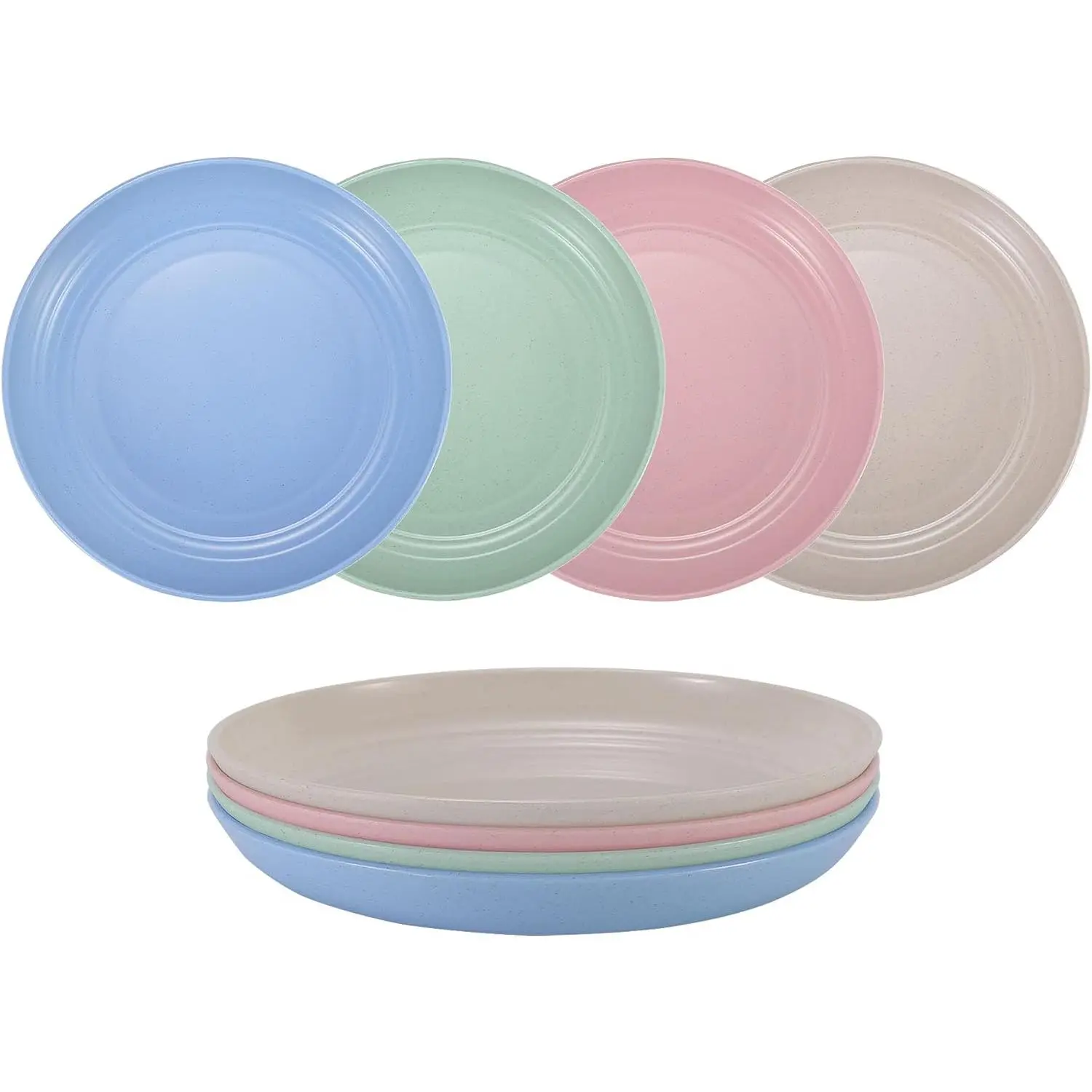 7 Inches Small Unbreakable Wheat Straw Plates -  Plate Sets of 4 - Dishwasher & Microwave Safe -  for Dinner Dishes - ,  &  (7 Inches)