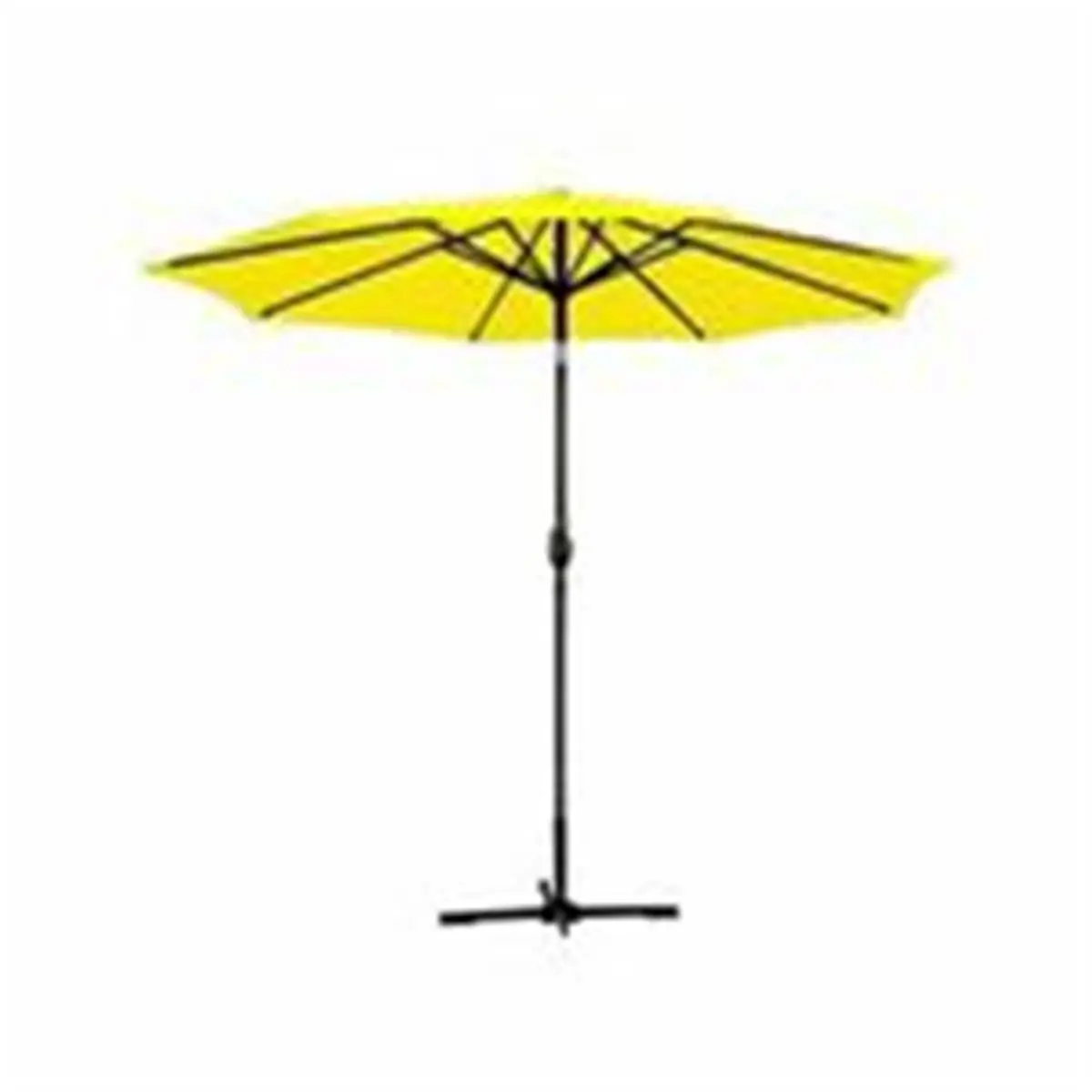 212 MAIN 9 Ft. Round Aluminum Sun Parasol Umbrella - 8 Ribs, Adjustable Tilt Canopy, Yellow UV-Filtering Polyester Fabric, Black Pole, Crank Lift, 93 H x 105 W x 105 D In., Outdoor Home Supplies Shelter