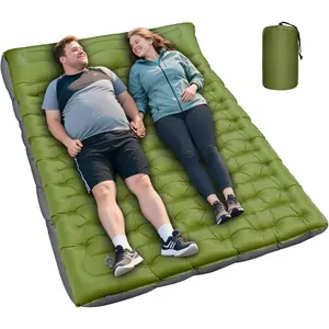 Extra Thick 6 Inch Double Inflatable Sleeping Pad for 2 Person Camping, with Built-in Pillow & Foot Pump, Ultralight Compact Camping Mat for Backpacking Hiking Travel Tent Camp Gear Gifts