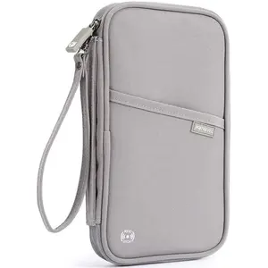 RFID Travel Passport Wallet, Family Passport Holder, Trip Document Organizer P.Travel Series (Nylon - Grey)