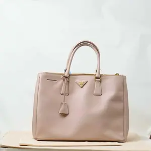 Pre-owned PRADA Large Galleria BN2274 Pink Saffiano Leather Gold Hardware Tote Handbag