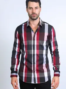 Mens Checkered Black/Red Long Sleeve Shirts 10335