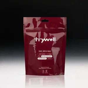 trywell Hair, Skin & Nails Gummies - Biotin + Vitamins A, C, E + Zinc - Daily Beauty Support for Healthy Hair, Strong Nails & Glowing Skin - Antioxidant support - Strawberry Flavor - 60 Gummies