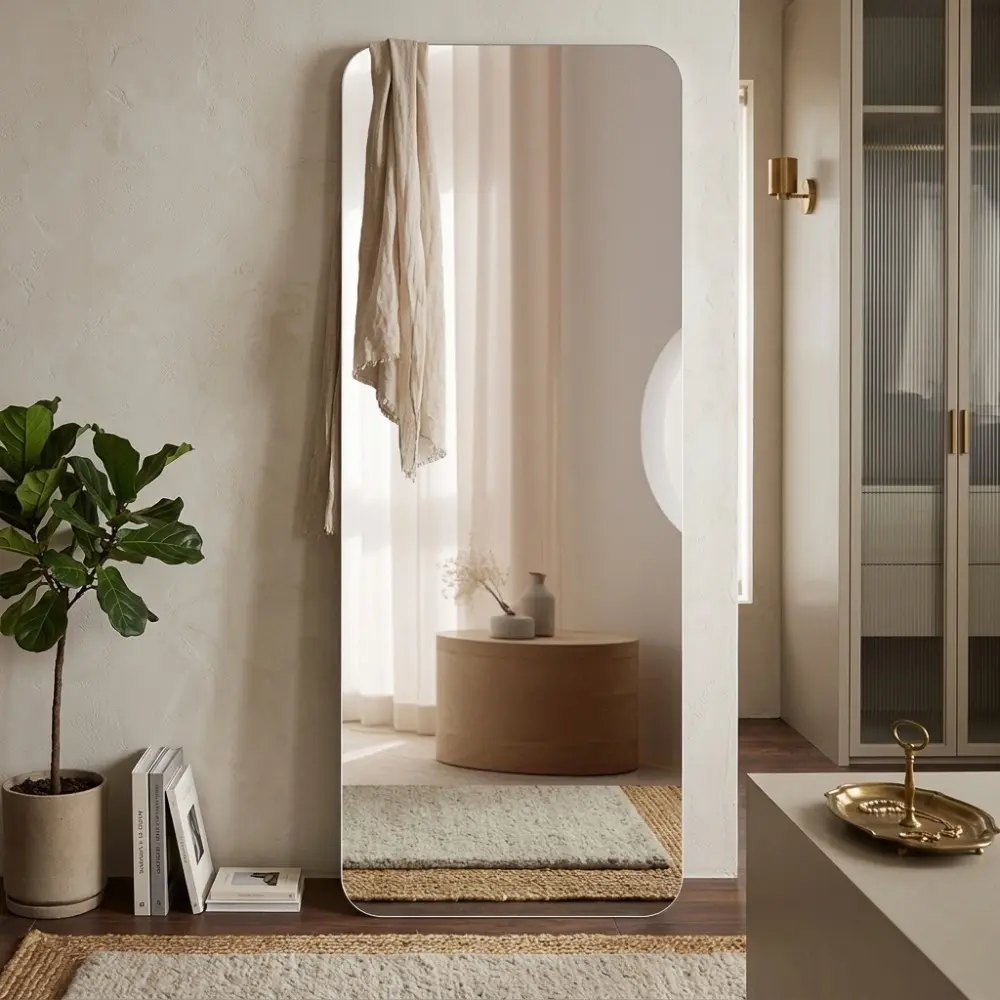 Littleox 65"x 24" inch Full Body round corner mirror for Living Room Bedroom Cloakroom Wall hanging with hanging hole High quality 5mm silver mirror  Explosion-proof glass