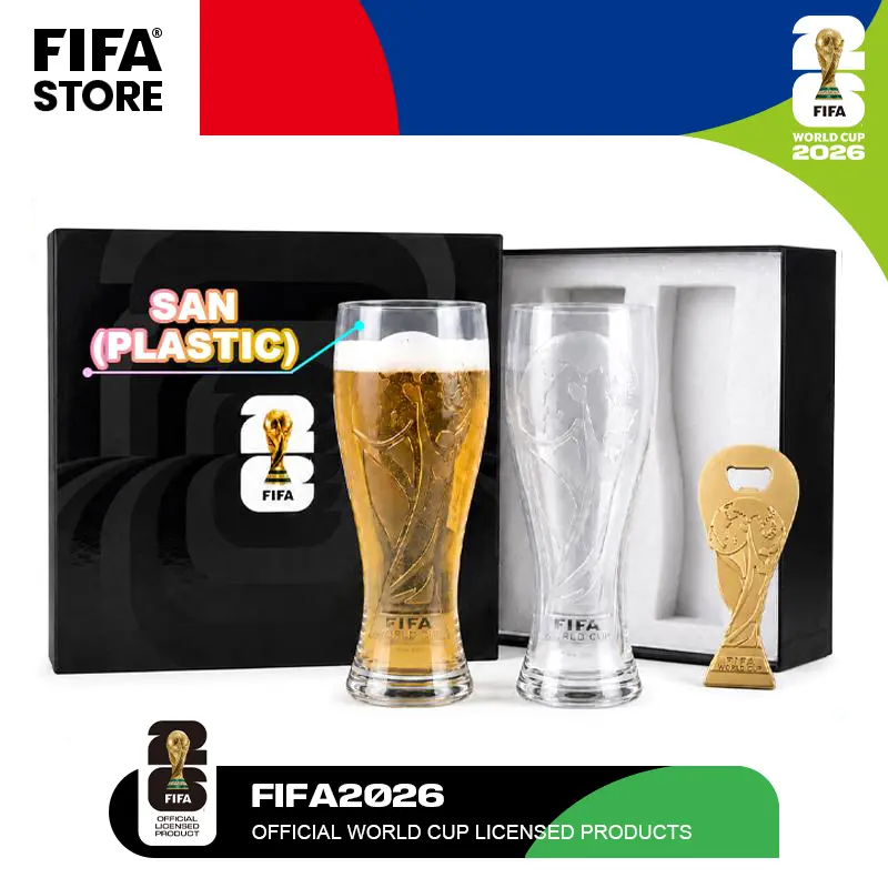 【FIFA WORLD CUP 2026 】Gift Set（Not Glass） 17oz Shatterproof Trophy Pilsner Plastic Beer Cup&Trophy-Shaped Bottle Opener 3-day delivery Perfect for soccer Fans & Parties Boyfriendgift summerwins America250 Independenceday