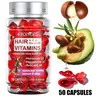 POEROES 50-Capsule Haircare Treatment Capsules - Argan Oil, Avocado & Moroccan Extracts, Vitamins A,C,E,Pro B5, Chemical-Sulfate-Paraben-Free Leave-In Frizz Control for Damaged Hair (Silky Straight via Drops, Tames Flyaways)