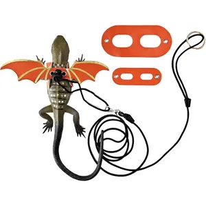 Dinosaur Wing Leash Harness for Bearded Dragons - 3-Size Adjustable Reptile Harness Set, Safe Escape-Proof Design for Lizards, Geckos, Iguanas & Small Pets (Orange)