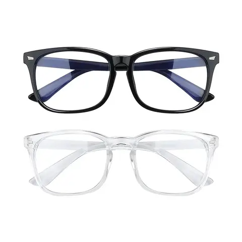 Female Casual Glasses Eyeglasses - Fashionable Oversize Frames, Metal-Hinge Durable Quality, UV Resistant Glasses, Blue Light Blocking Lens, Anti-Eyestrain PC Plastic Sports Eyewear for Computer Reading, Gaming