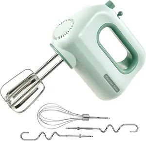 300W Compact Lightweight Electric Hand Mixer, with  Quiet DC  for Baking, Cake, Brownies, Cookie Dough, Ideal for  Kitchen (Green)