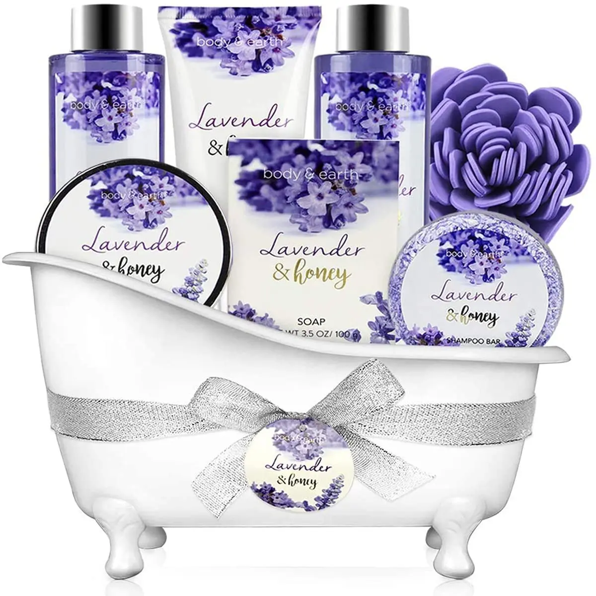 Bath and Body Care Gift Set - Lavender Gifts for Women, Bath & Shower Sets, 8 Pcs Lavender Honey Gift Sets with Bubble Bath, Lotion Set, Soap, Spa Kit for Women, Hygiene Body Products Kits Mother's Day Gift For Mom Pamper Your Mother