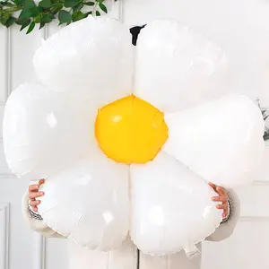 New White Daisy Flower Foil Balloons Plumeria Helium Ball Wedding Birthday Party Decoration Baby Shower Photo Props Home Decor Aluminum Metallic