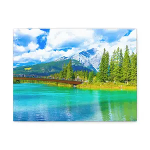 Banff Alberta Canada Bow River Beautiful Colorful Landscape Photograph Canvas Gallery Wraps
