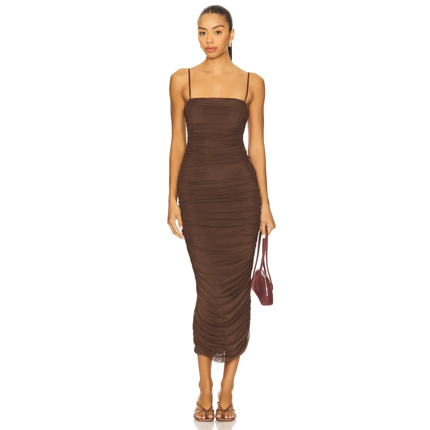AFRM Hazel Midi Dress in Espresso
