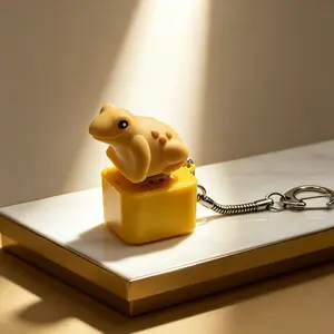 Coquí Button Souvenir Rechargeable Plastic LED Light Keychain, Cute Stress Relief Toy with Realistic Sound Effects, Cute Bug-Themed Chain-Attached Keychain for All Ages, Cute Keychains, Bug-Themed Keychains
