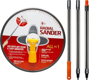 9" Hand Drywall Sander, 48 Inch Extension Pole Sander - 9 Inch Radial Wall Sanders for Painting Prep, Round Hand Sanding  for Wall & Ceilings