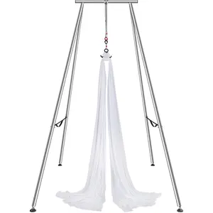 【FathersDayGift】VEVOR Aerial Yoga Frame & Yoga Hammock, 9.67 ft Height Professional Yoga Swing Stand Comes with 6.6 Yards Aerial Hammock, Max 551.15 lbs Load Capacity Yoga Rig for Indoor Outdoor Aerial Yoga, White