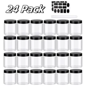 24 Pack 8 oz Plastic Container Jars with Lids BPA Free, Empty Round Clear Cosmetic Containers Plastic Slime Jars for Lotion, Cream, Ointments, Body Butter, Makeup, Travel Storage