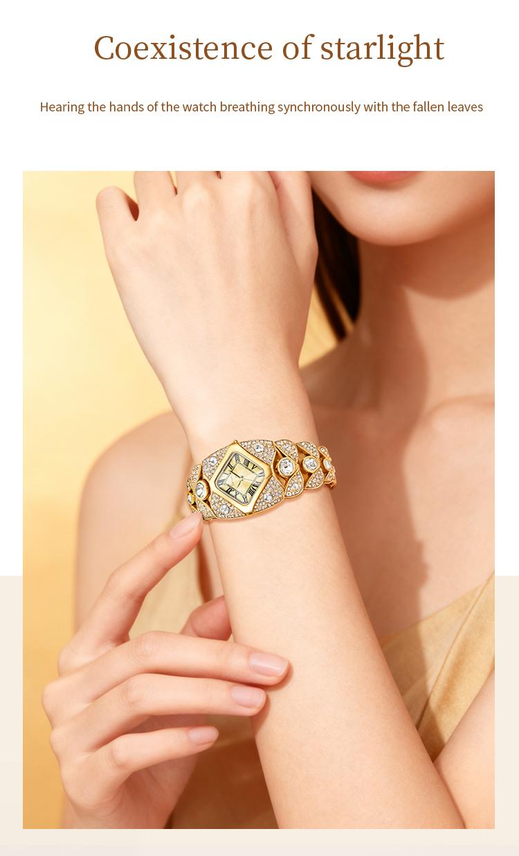 Luxury Full Diamond Bangle Bracelet Watch Women's Fashion Stainless Steel Quartz Wristwatch 30M Waterproof Elegant Stylish Unique Gift for Wife and Mother Bling Jewelry