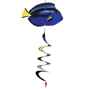 In the Breeze Theme Twister Fish Wind Spinner - 28 Inch Colorful Outdoor Décor for Yards Gardens Patios - Durable Printed Design with Curlie Tail