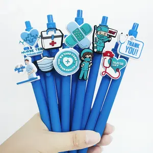 Nurse Theme Ballpoint Pens Set, Stationery Supplies, Blue Series Click Type Ink, Perfect Gift for Nurses & Medical Students, Random Send Accessories
