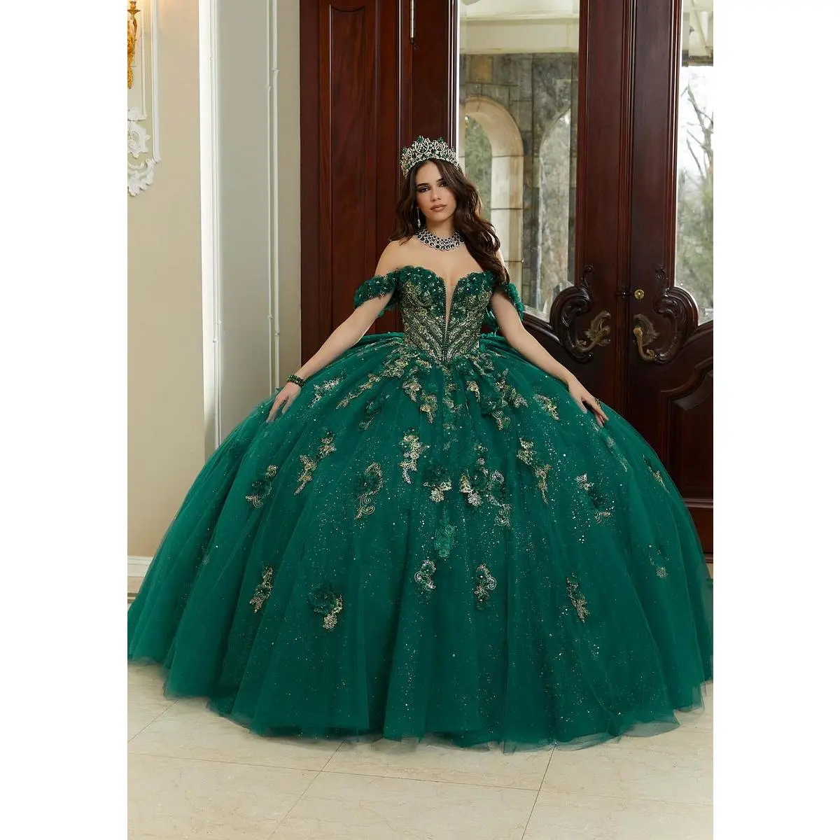 Vizcaya by Morilee Metallic Lace Quince Dress 89473 - TikTok Shop