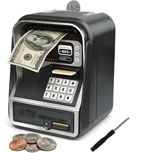 Electronic Savings Box for Kids & Adults – Password Code Lock Storage Safe with Auto Feed Bill Slot, Large Capacity Cash & Coin Organizer for All US Coins. Fun Mini Saving Box Gift for Boys & Girls