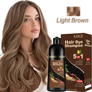 Light Brown Hair Dye Shampoo 5-in-1, Instant & Long-Lasting Hair Color Shampoo for Gray Hair Coverage, Herbal Natural Ingredients, Ammonia-Free, Unisex 500ml