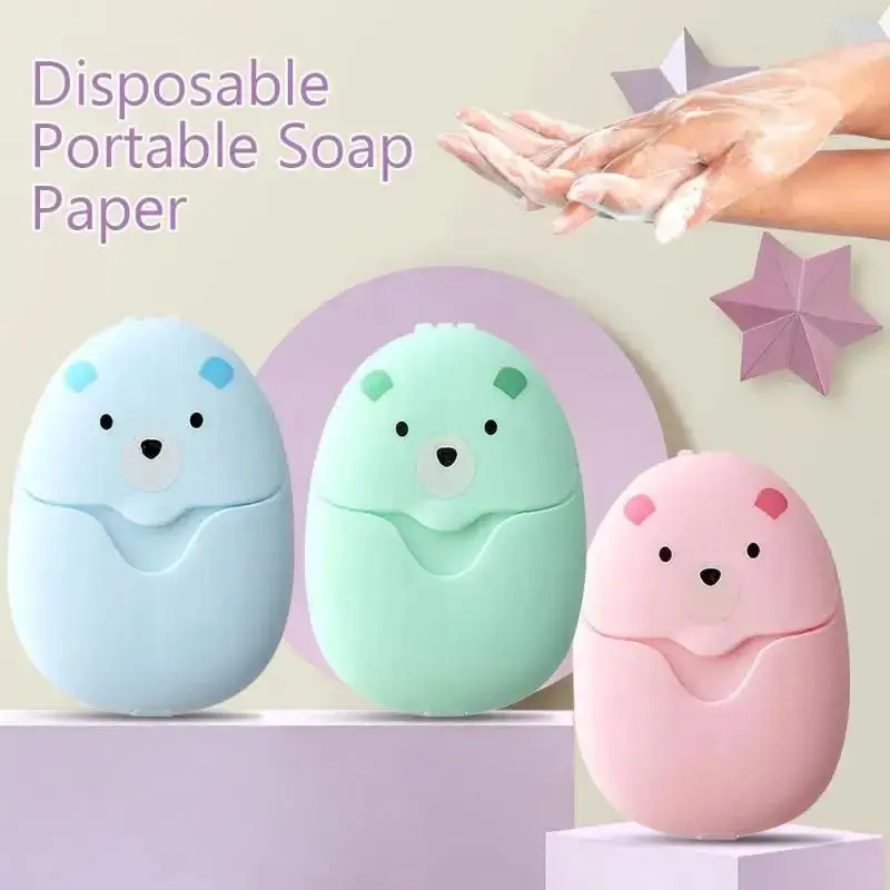 50Pcs Travel Soap Sheets Portable Soap Paper Bath Hand Outdoor Travel Cleaning Soap Sheet Fragrance Foam Suitable Camping