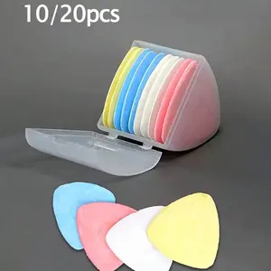 10/20pcs Colorful Erasable Triangle Chalk Set, Sewing Embroidery Makeup Marking Tools, Durable Plastic Storage Box Included, Sewing Supplies Crafts