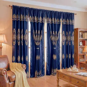 4 Pcs 52x84 Luxury Double Layer Damask Embroidery Curtains Doli Curtains, Double Layer with Waterfall Valance & Rod Pocket, Decorative Textile Accessory for Living Rooms, Bedrooms,  QF01