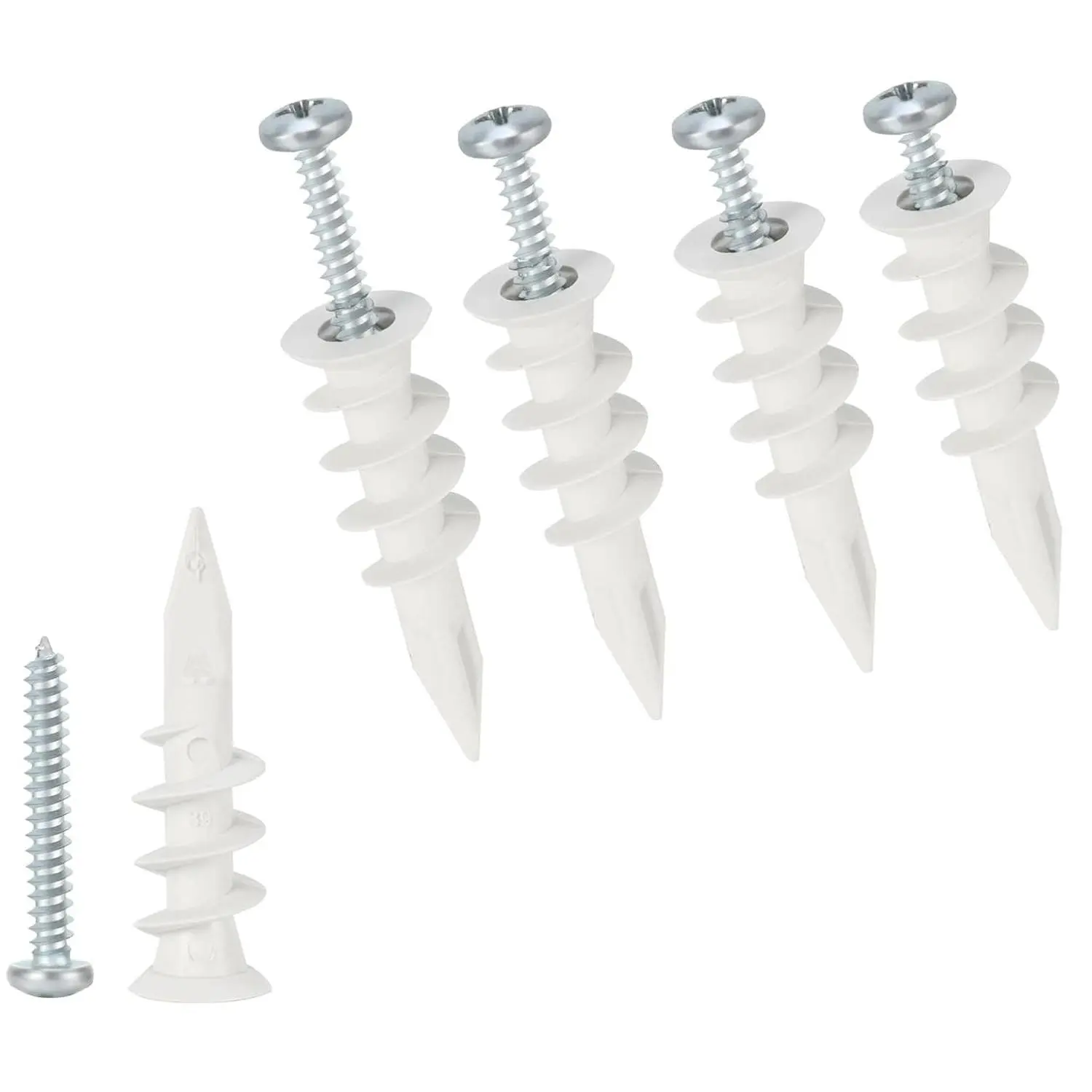 Self Drilling Drywall Plastic Anchors with Screws, Expansion Screws 100 count (50 Pairs)