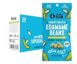 The Only Bean Crunchy Dry Roasted Edamame Snacks (Sea Salt), Keto Snack Food, High Protein (11g) Healthy Snacks, Low Carb Gluten Free Office Vegan Food 100 Calorie Snack Pack, 0.9oz 10 Pack
