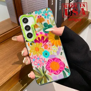 Retro Oil Painting Flower Patterned Phone Case for Samsung Galaxy S24 Plus S25 Ultra S23 Ultra S22+ Shockproof Anti-Scratch Durable PC Back Protective Cover Cellphone Protective