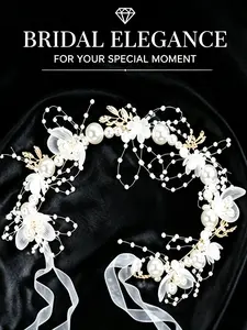 Luxurious Handmade Floral Pearl Headband, Elegant Crown Hair Accessory, Perfect for Weddings, Birthdays, Parties, Festive Atmosphere