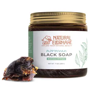 Natural Elephant Moroccan Black Soap with Argan Oil | Traditional Hammam Cleanse (7 oz)